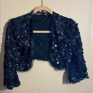 Betsey Johnson Black Sequin Bolero Jacket